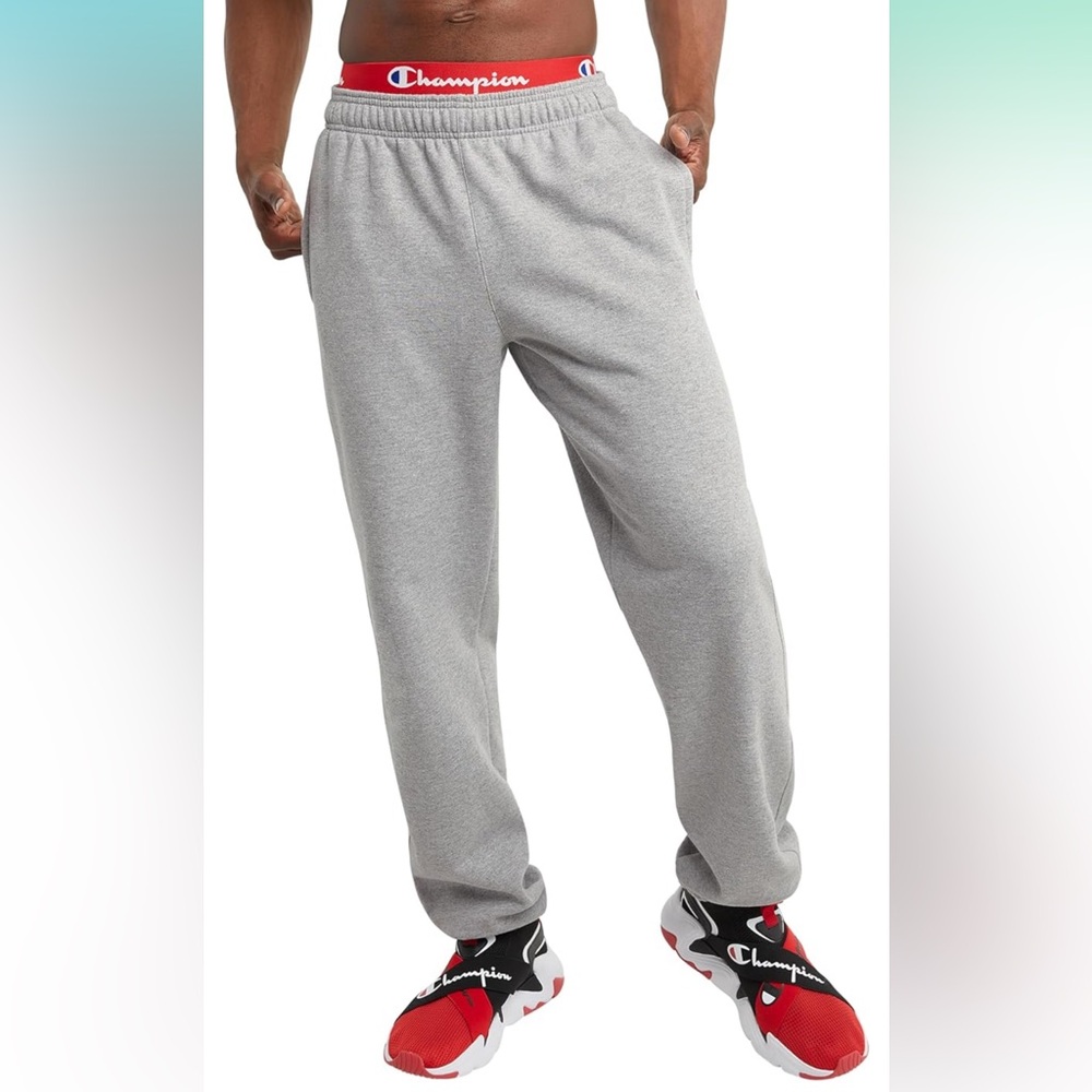 CHAMPION Men’s Powerblend Fleece Sweatpants in Oxford Gray size Small